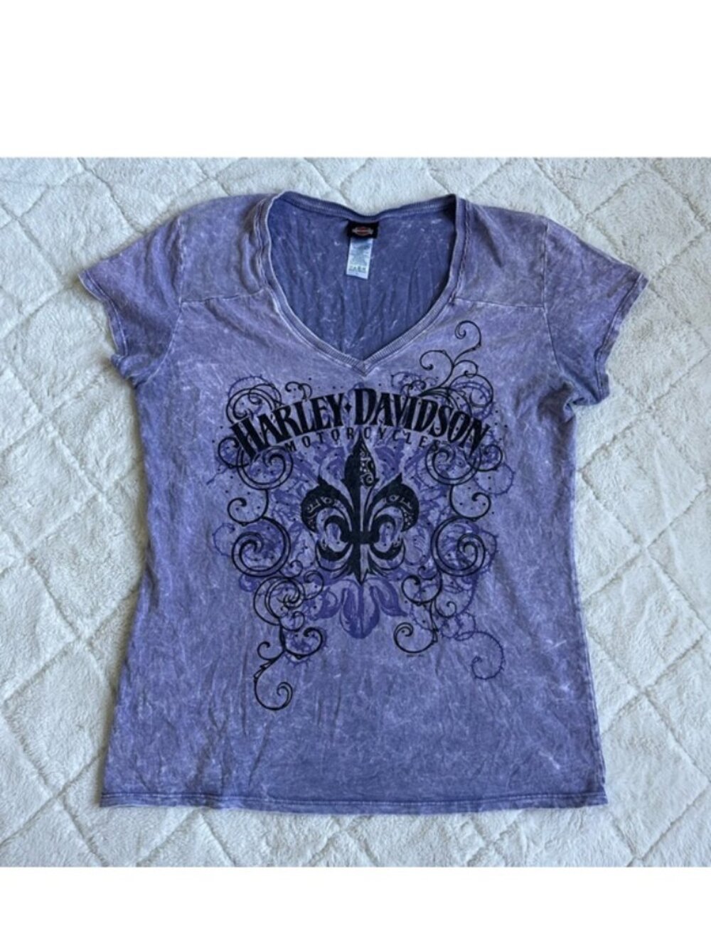 Harley Davidson | Purple & Black Bling Thicket Short Sleeve Tee | Size Large